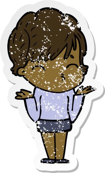 Bir insan tarafından çizilmiş bir karikatür kadının sıkıntılı çıkartması.