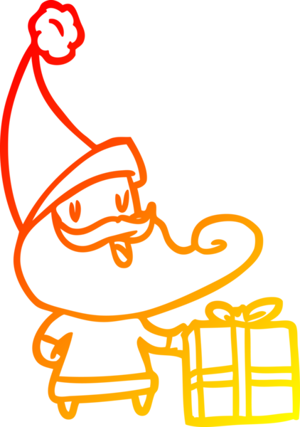 Bir insan tarafından çizilmiş bir Noel Baba 'nın sıcak çizgi çizimi