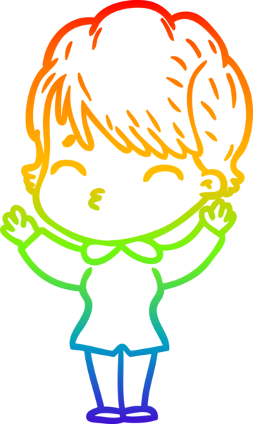 Gökkuşağı gradyan çizgi çizimi Bir insan tarafından çizilmiş bir çizgi kadın