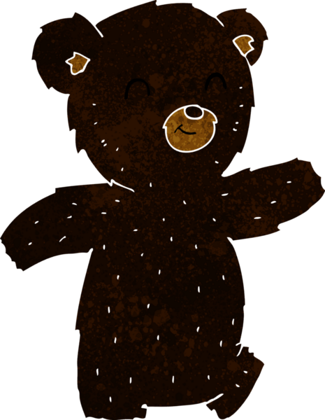 Bir insan tarafından çizilmiş sevimli çizgi film kara ayısı.