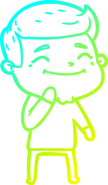 Bir insan tarafından çizilmiş mutlu bir çizgi film karakteri çizimi.