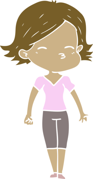 Bir insan tarafından çizilmiş düz renkli karikatür kadın