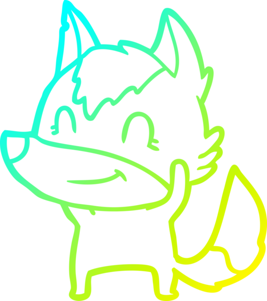 Bir insan tarafından çizilmiş dost canlısı bir kurt çizgi çizimi.