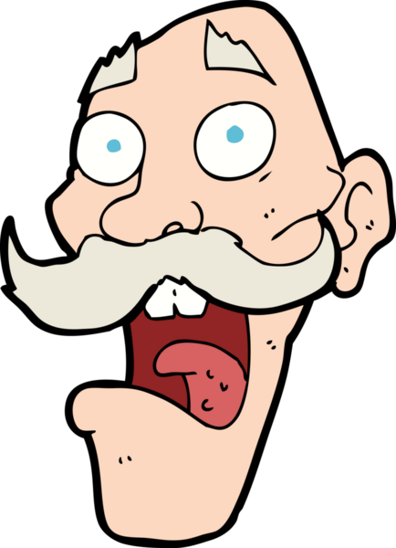 Çizgi film bir insan tarafından çizilmiş korkmuş yaşlı bir adam.