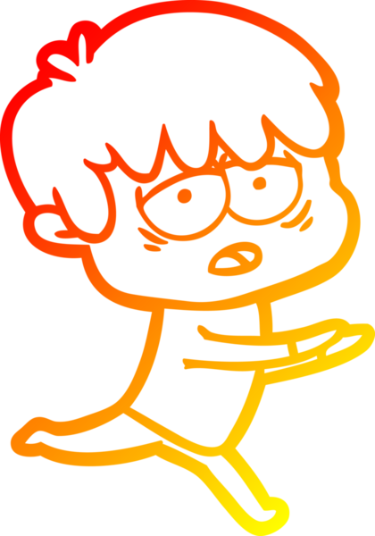 Bir insan tarafından çizilmiş, bitkin bir çocuğun sıcak çizgi çizimi.