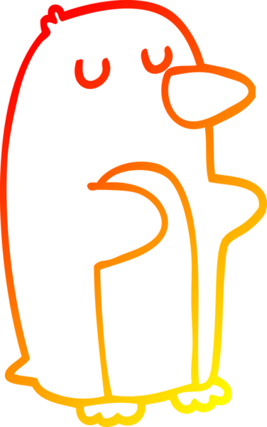 Bir insan tarafından çizilen karikatür pengueninin sıcak çizgi çizimi