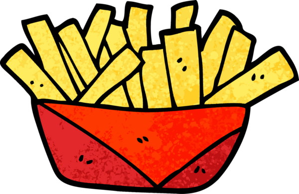 Bir insan tarafından çizilmiş grunge desenli çizgi film patates kızartması.