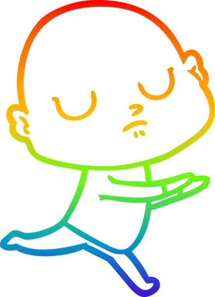 Gökkuşağı gradyan çizgisi bir insan tarafından çizilmiş kel bir adamın çizimi