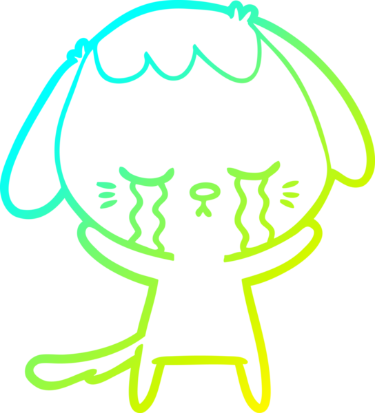 Bir insan tarafından çizilmiş ağlayan şirin bir köpek yavrusu çizimi.