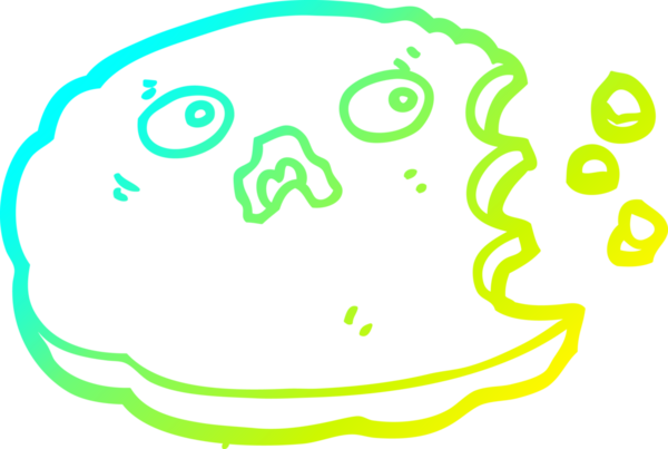 Bir insan tarafından ısırılmış bir kurabiyenin soğuk gradyan çizimi