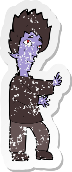 Bir insan tarafından çizilmiş bir vampir çizgi filminin gerilimli yapıştırması.