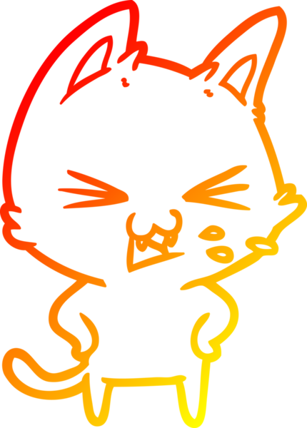 Bir insan tarafından çizilmiş çizgi film kedisinin sıcak çizgi çizimi