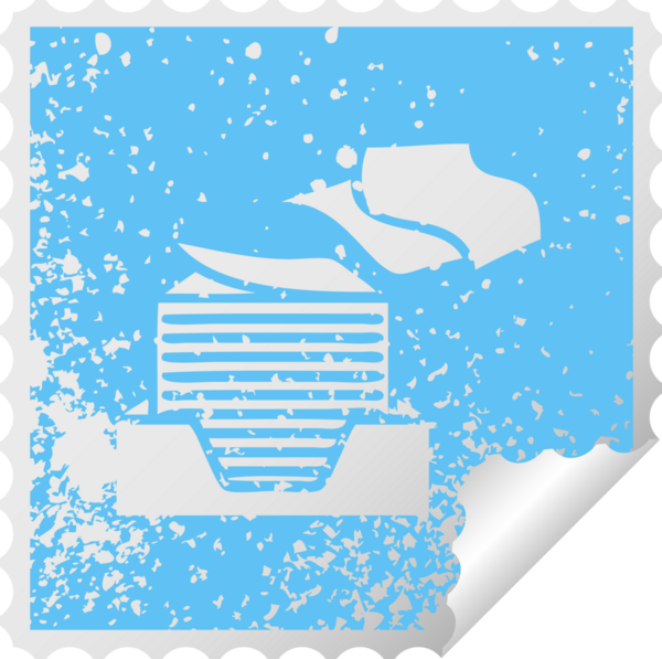 Bir insan tarafından çizilmiş bir yığın ofis kâğıdının sıkıntılı kare soyma etiketi sembolü