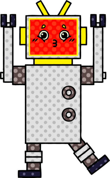 bir insan tarafından çizilmiş bir robotun çizgi roman tarzı