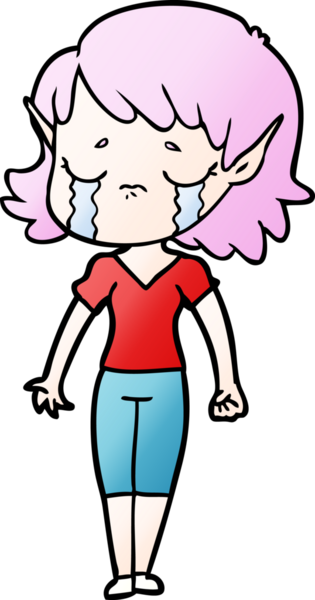 Bir insan tarafından çizilmiş ağlayan elf kızı.