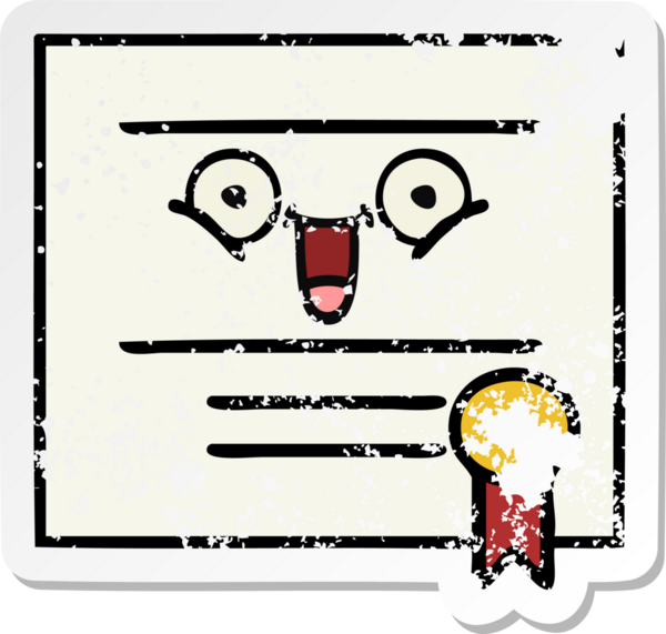 Bir insan tarafından çizilmiş şirin bir karikatür mezuniyet diplomasının sıkıntılı çıkartması.