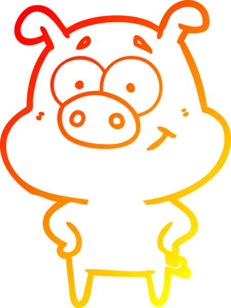 Bir insan tarafından çizilmiş mutlu çizgi film domuzu çizimi.