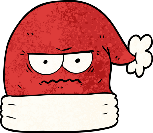 Çizgi film Noel Baba 'nın bir insan tarafından çizilmiş şapkasını kızdırdı.