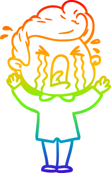 Bir insan tarafından çizilmiş ağlayan bir adamın çizdiği gökkuşağı gradyan çizgisi.