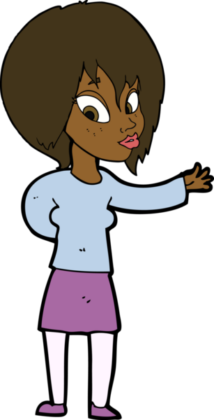 Çizgi filmdeki kadın bir insan tarafından çizilmiş hoş bir jest yapıyor.