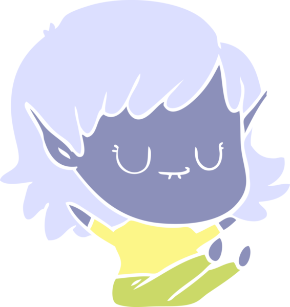 Mutlu düz renkli çizgi film kızı bir insan tarafından çizilmiş.