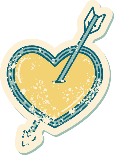 Bir insan tarafından çizilmiş ok ve kalbin sembolik depresif dövme görüntüsü