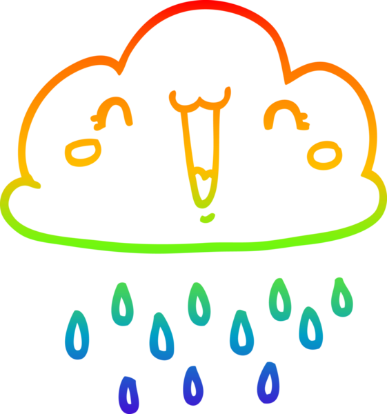 Gökkuşağı gradyan çizgi çizimi bir insan tarafından çizilmiş fırtına bulutu