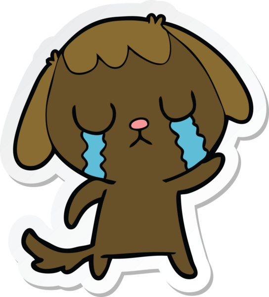 Bir insan tarafından çizilmiş şirin bir köpeğin çıkartması.