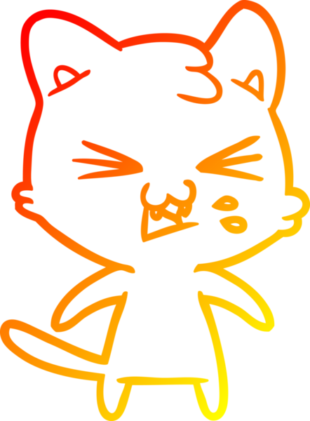 Bir insan tarafından çizilmiş çizgi film kedisinin sıcak çizgi çizimi