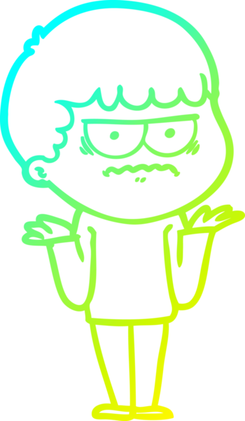 Bir insan tarafından çizilmiş kızgın bir adamın soğuk çizgi çizimi.