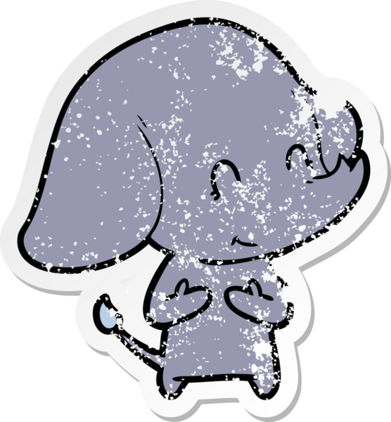 Bir insan tarafından çizilmiş şirin bir filin sıkıntılı çıkartması