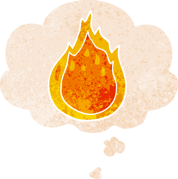 Düşünce baloncuğu ve grunge ile çizgi film yangını bir insan tarafından çizilmiş gerilimli retro stil