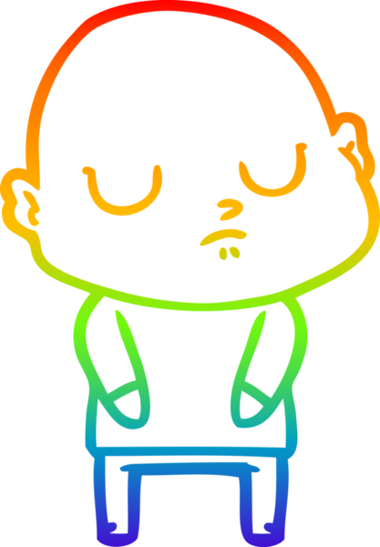 Gökkuşağı gradyan çizgisi bir insan tarafından çizilmiş kel bir adamın çizimi