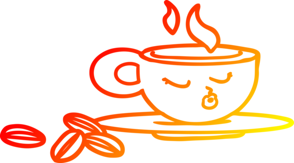 Bir insan tarafından çizilmiş karikatür espresso bardağının sıcak çizgi çizimi