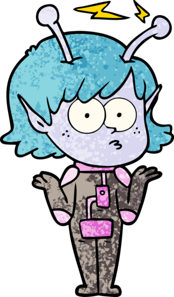 Bir insan tarafından çizilmiş uzaylı kız.