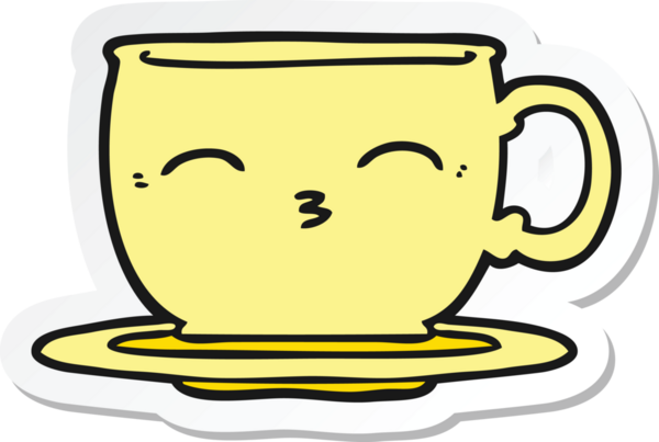 Bir insan tarafından çizilmiş bir çay fincanı etiketi.