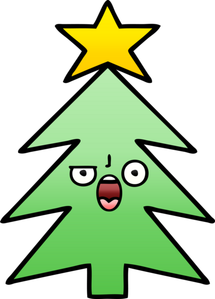 Bir insan tarafından çizilmiş bir noel ağacının gölgeli karikatürü.