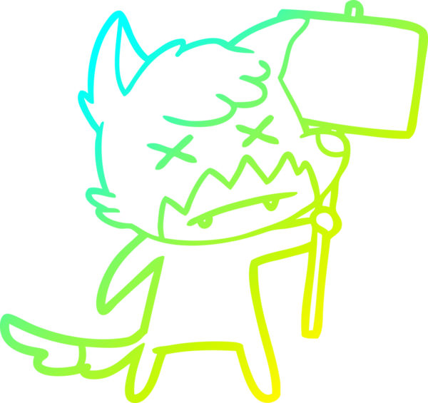 Bir insan tarafından çizilmiş protestolu ölü tilki çizgi filmi.