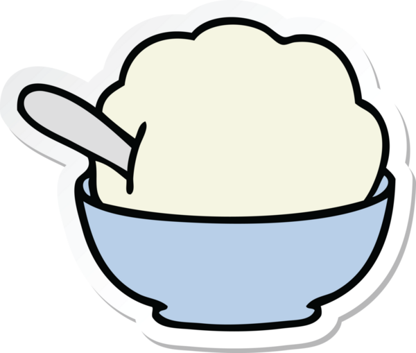 Bir insan tarafından çizilmiş bir dondurma kasesinin garip el çıkartması.