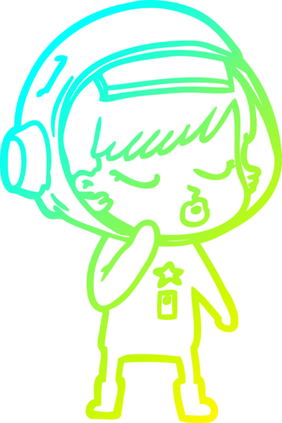 Bir çizgi film karakteri çizen soğuk gradyan bir insan tarafından çizilmiş güzel astronot kız.