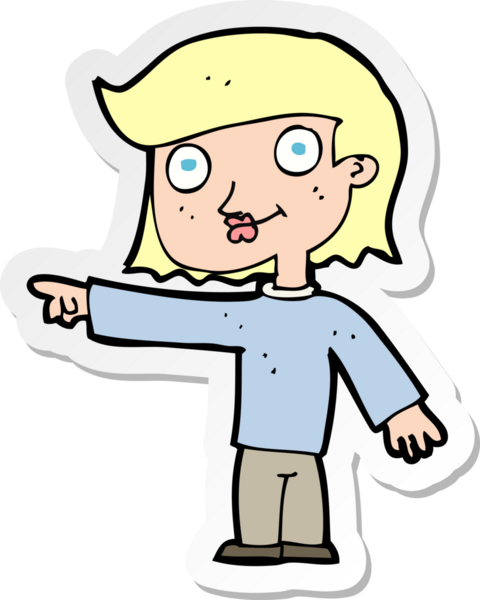 Bir insan tarafından çizilmiş çizgi film karakterinin çıkartması.