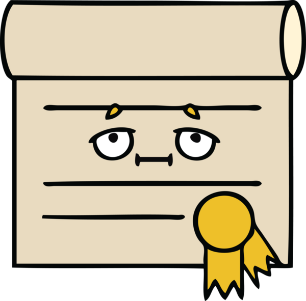 Bir insan tarafından çizilmiş şirin bir sertifika karikatürü.