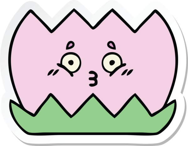 Bir insan tarafından çizilmiş şirin bir nilüfer çiçeğinin çıkartması.