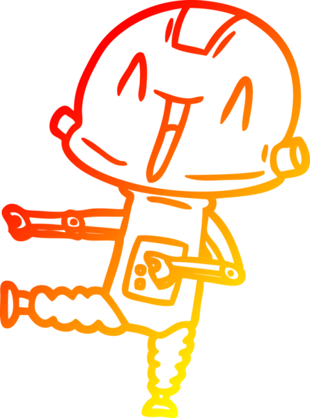 Bir insan tarafından çizilen çizgi film robotunun sıcak çizgi çizimi