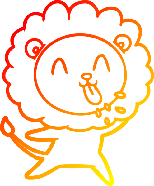 Bir insan tarafından çizilmiş mutlu çizgi film aslanının sıcak çizgi çizimi