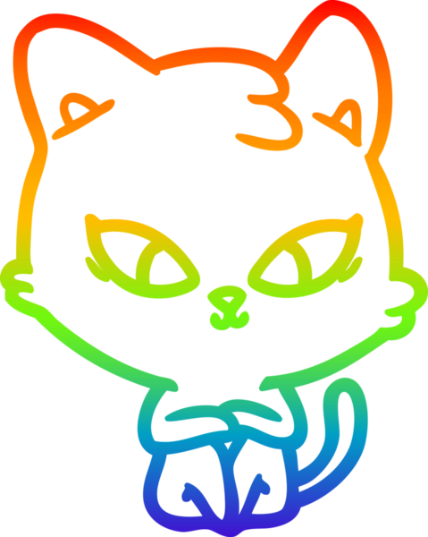 Gökkuşağı gradyan çizgisi bir insan tarafından çizilmiş şirin bir çizgi kedi çizimi
