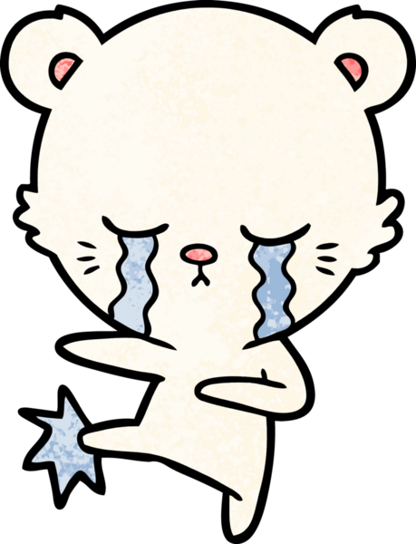 Ağlayan kutup ayısı bir insan tarafından çizilmiş.