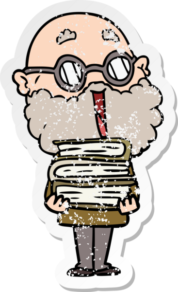 Bir insan tarafından çizilmiş sakallı neşeli bir adamın sıkıntılı çıkartması.