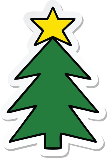 Bir insan tarafından çizilmiş şirin bir noel ağacının çıkartması.