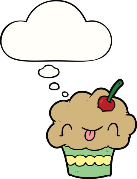 Bir insan tarafından çizilmiş düşünce balonlu kek.